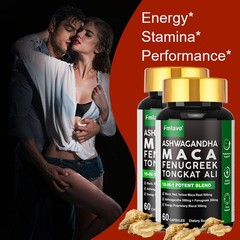2 pack Black Maca Root Ashwagandha Fenugreek Panax Ginseng, Male Enhancing 120ct