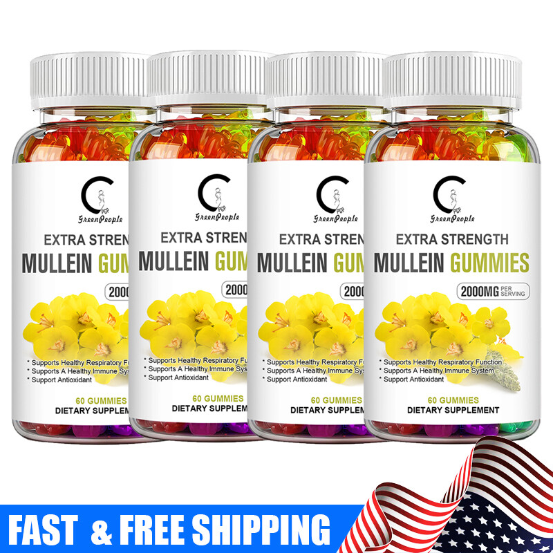 100% Natural Mullein Leaf Gummies Extra Strength Detox Cleanse Lung Health 60pcs