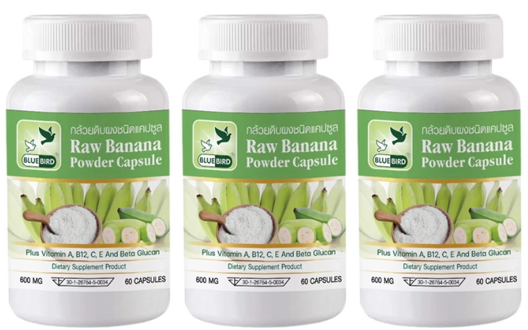 3 X Raw Banana Capsule Organic Natural Dietary Supplement for Digestive.