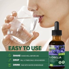 All Herbal Liquid Drops, Lobelia Extract for Lung Cleanse & Detox, Respirator…
