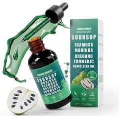 Soursop organic Liquid Drops 10 in 1 with Sea Moss, Moringa, Turmeric, 2FL OZ…