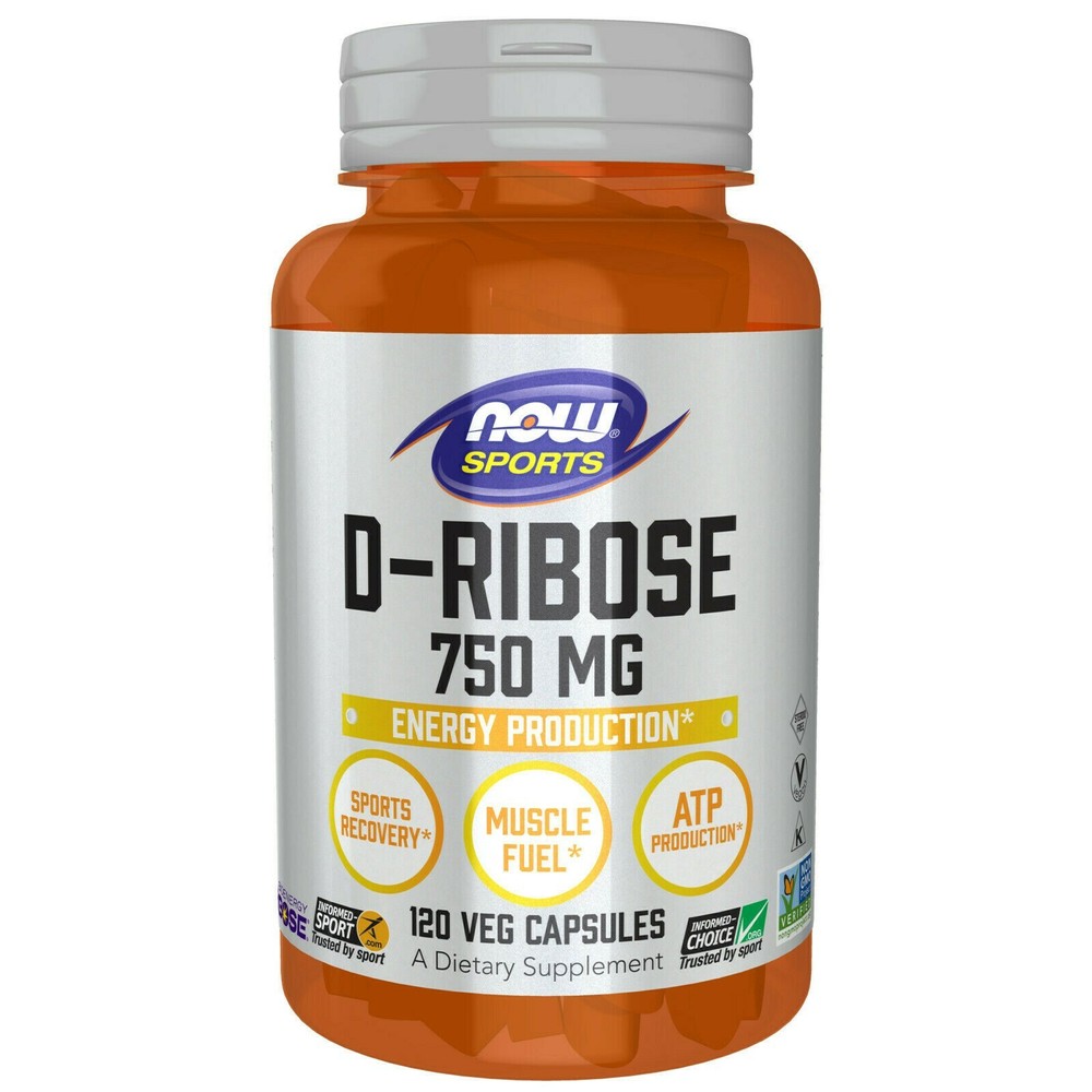 NOW Foods D-Ribose 750mg 120 Cap Fuels ATP Energy 12/26 EXP Muscle Fuel