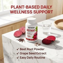 NUTRISE Beetroot Capsules – Beet Root Powder with Grape Seed Extract, Non-Gmo, D