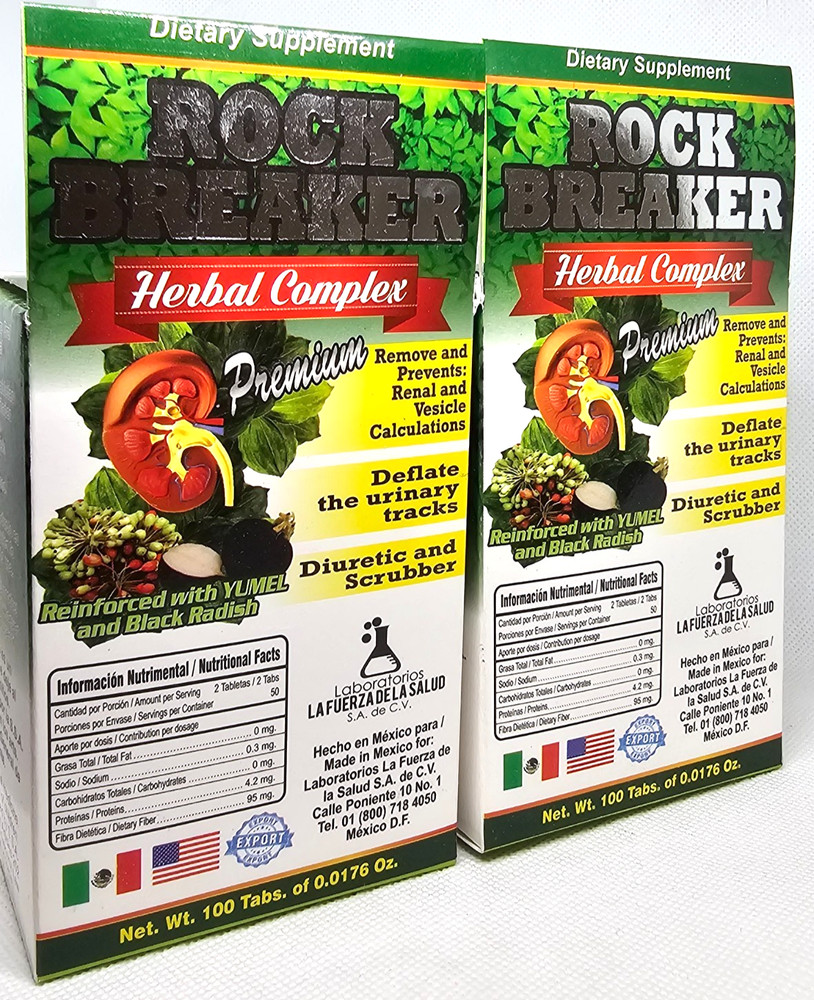 Rock breaker rompe piedras 2 pack 2 boxes herbal complex black radish 100 tabs