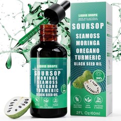 Soursop Bitters Liquid Drops 10 in 1 with Sea Moss, Moringa, Turmeric,Black Seed