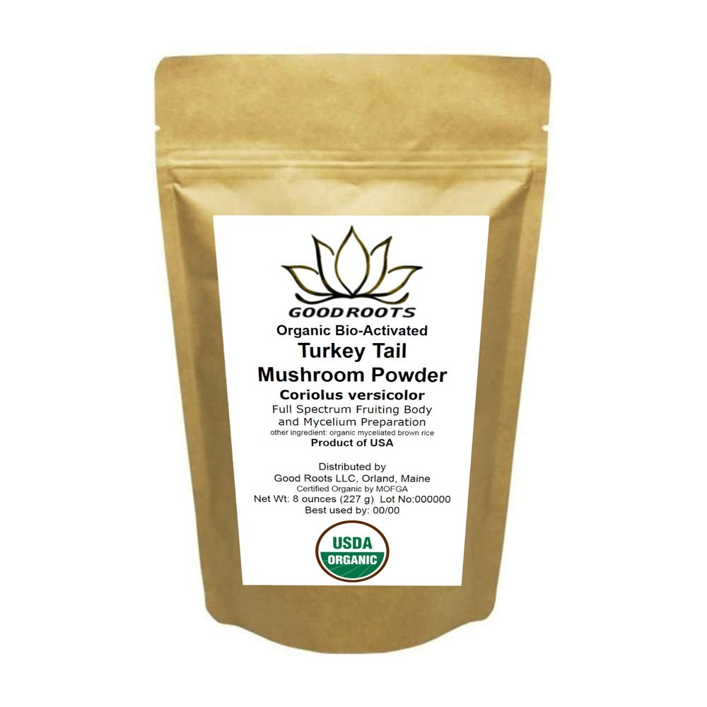Turkey Tail Mushroom Powder Organic USA grown Bio-Active Full Spectrum 8 oz
