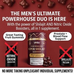 Vasu 6 in 1 Himalayan Shilajit Gummies for Men & Women 60 Count (Pack of 1)