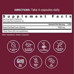 Grass Fed Beef Organs Capsules Supports Energy Levels Improve Mind 120 Pills