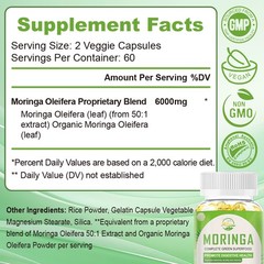 Moringa Oleifera Leaf Capsules NON GMO – All Natural – Made Fresh On Demand!