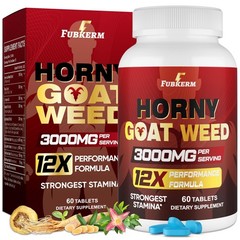 Horny Goat Weed Men’s Supplement, 12 in 1 Maca Root Ginseng Stamina Energy 60 Ta