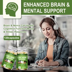 1000Mg Organic Lions Mane Mushroom Nootropic Brain Memory Focus Immune Support