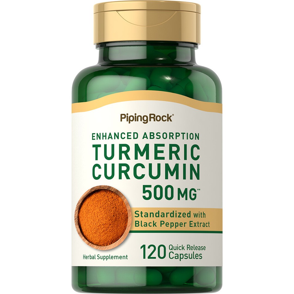 Turmeric Curcumin with Black Pepper | 500mg | 120 Capsules | by Piping Rock