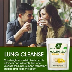 Mullein Leaf Tea for Lungs Cleanse and Immune Support, 100% Natural Tea Bags