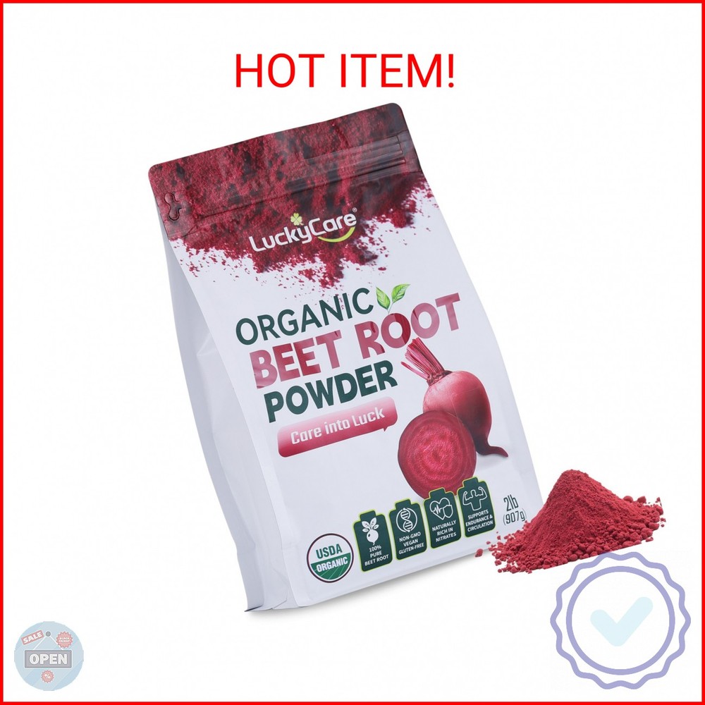 Luckycare Organic Raw Beet Root Powder 2lb | Cold Pressed Beet Superfood | Natur