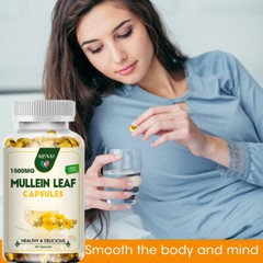Mullein Leaf Capsules For Lung Cleansing & Detox Herbal Dietary Supplement 60PCS