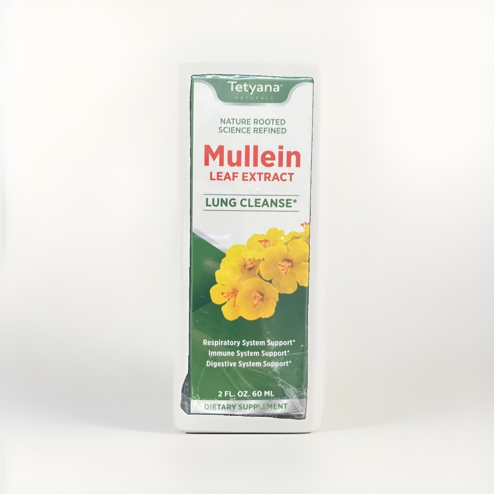 Tetyana Mullein Leaf Extract Liquid Drops 1000mg Lung Cleanse 2 oz Exp 10/2027