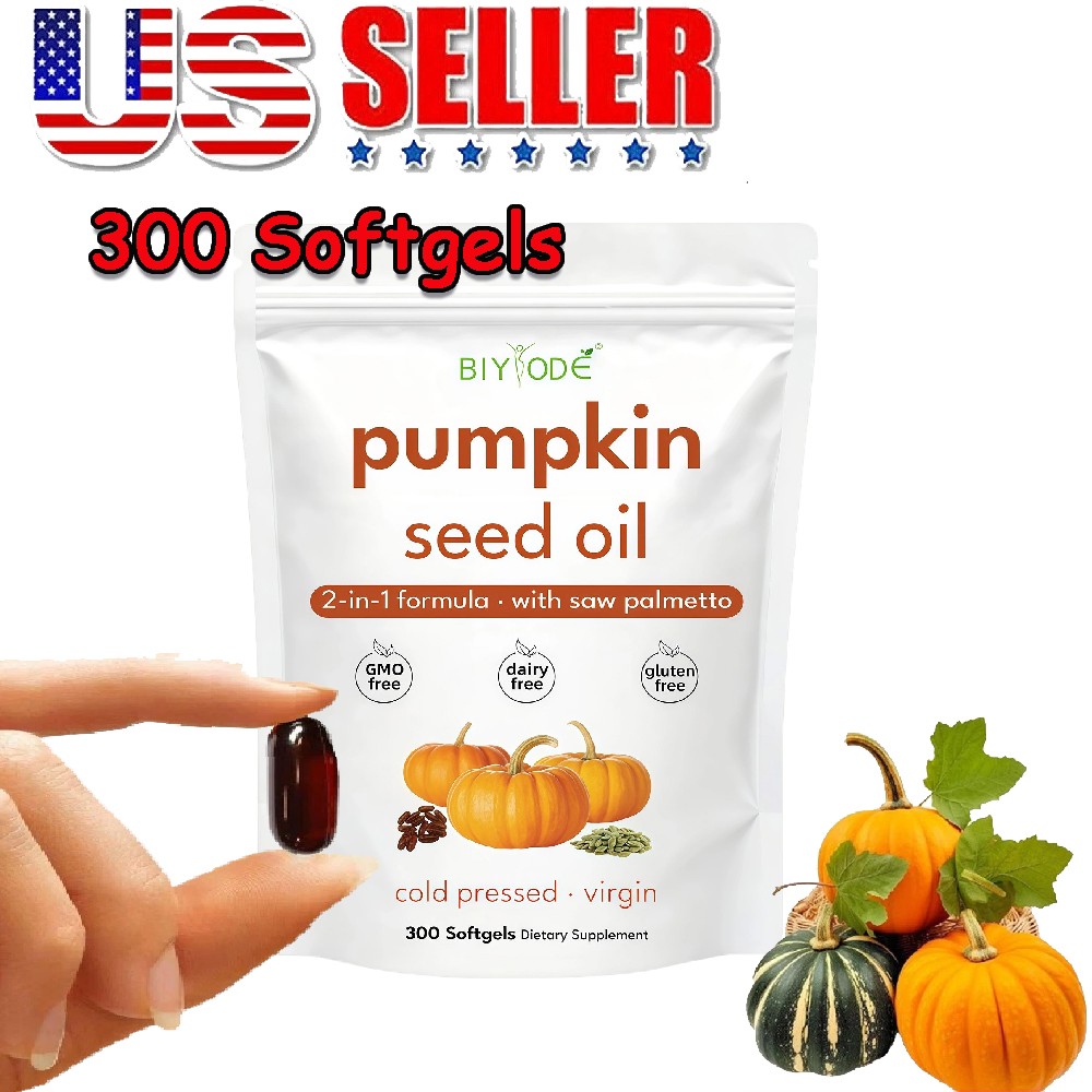 Saw with Palmetto Pumpkin Seed oil 3000mg 300 Capsule Prostate UTI Hair Loss