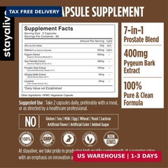 Pygeum Africanum Supplement, 7-in-1 Extract 120 Count (Pack of 1) FAST SHIP