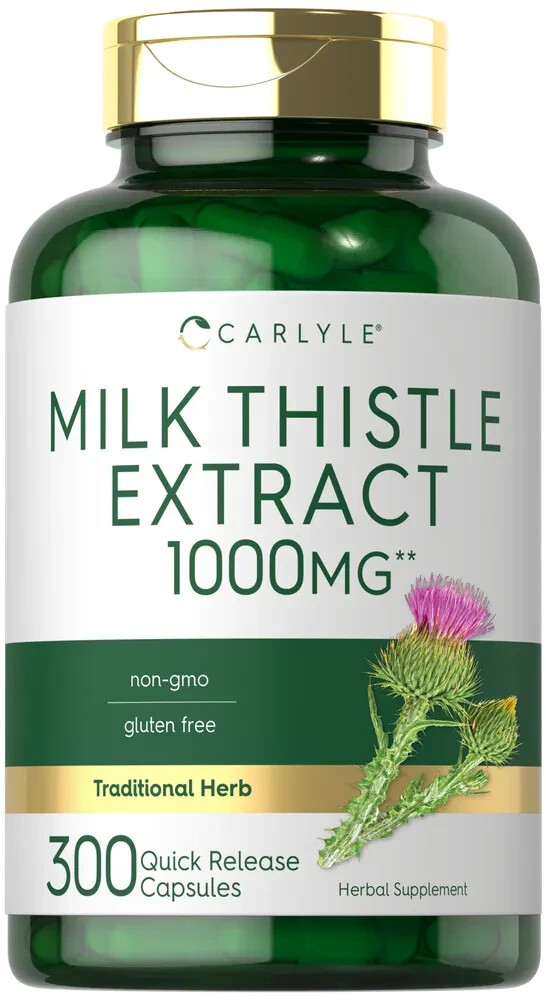Milk Thistle Extract Capsules | 1000mg | 300 Count | Non-GMO | by Carlyle