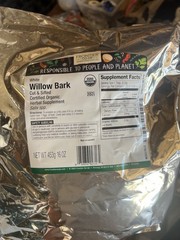 Frontier Co-op USDA Organic White Willow Bark Cut & Sifted Herbal 16 oz