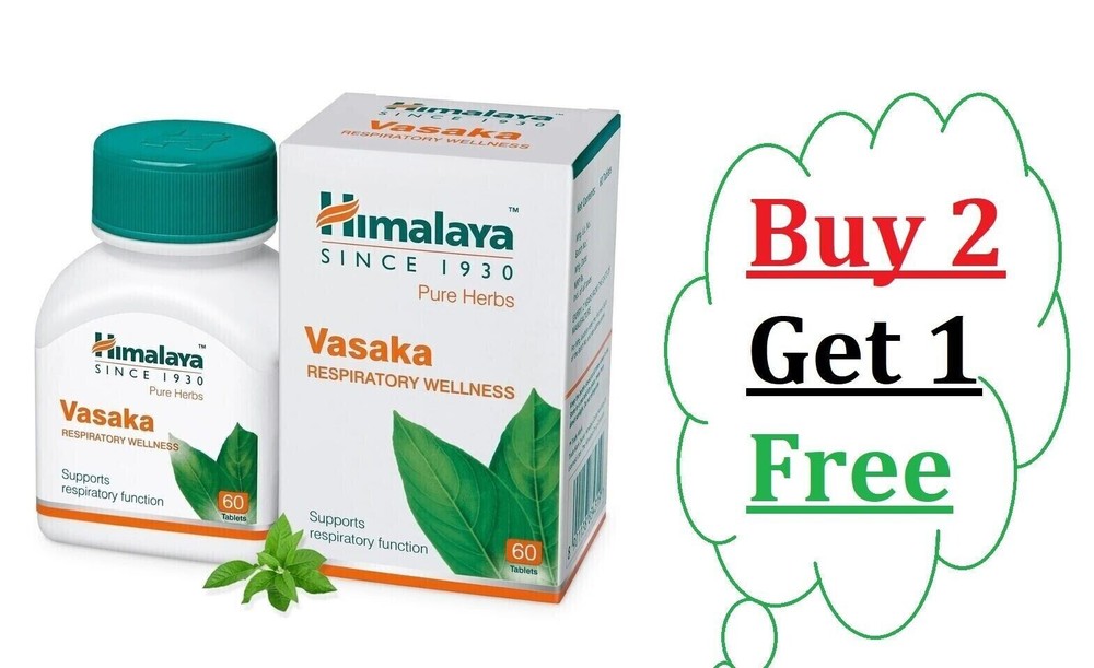 🌿 Himalaya Vasaka – 1 Box (60 Tablets) | Buy 2 Get 1 Free | Expiry 10-2027