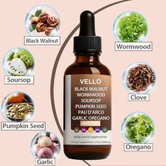 VELLO Black Walnut Wormwood Gut Cleanse | Soursop, Pumpkin Seed, PAU D’Arco, Gar