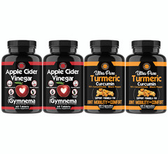 Angry Supplements Combo w/ Apple Cider Vinegar w. Gymnema and Turmeric, 4-Pack