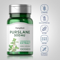 Purslane Capsules | 500mg | 100 Count | Portulaca Extract | by Piping Rock