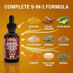 Berberine Ceylon Cinnamon Liquid Drops Bitter Melon Glucomannan Turmeric