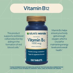 Nature’s Wonder Vitamin B12 1000 mcg Timed Release Tablets for Energy Metabolism