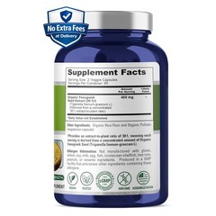 Fenugreek Capsules 30:1 Extract 400mg | Eqv 12000mg/Serving | 180 Count