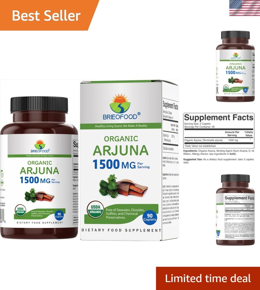 Organic Arjuna 1500mg – 45 Servings of Gluten-Free Vegetarian Health Support