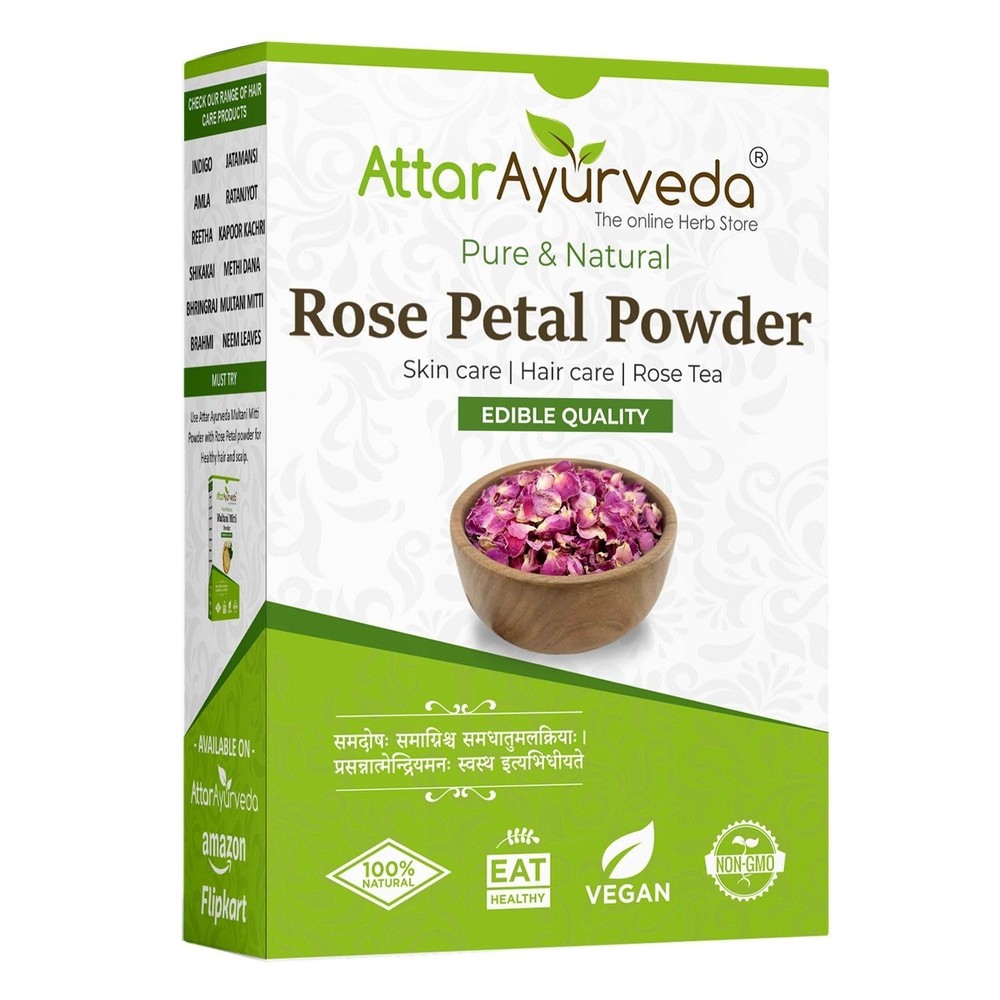 Attar Ayurveda Rose petal powder 100 grams | Ideal for Skin and Face |