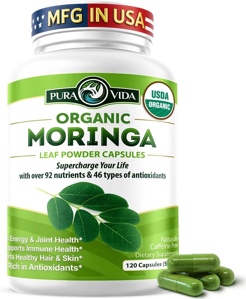 PURA VIDA MORINGA Capsules Single Origin Moringa Powder Organic. Pure Moringa