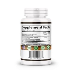 Ashwagandha Capsules 1310mg Serving W/Black Pepper Root Powder Organic 120 Caps
