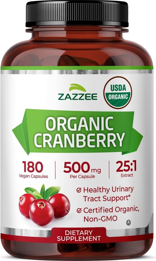 Organic Cranberry Extract 25:1 – 180 Capsules, Bladder Support, Non-GMO,