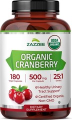 Organic Cranberry Extract 25:1 – 180 Capsules, Bladder Support, Non-GMO,