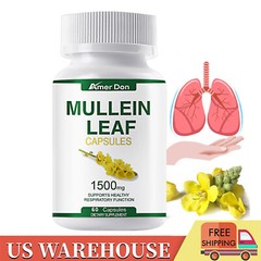 Mullein Leaf Capsules Support Lung Cleanse Respiratory Function 120 Capsules