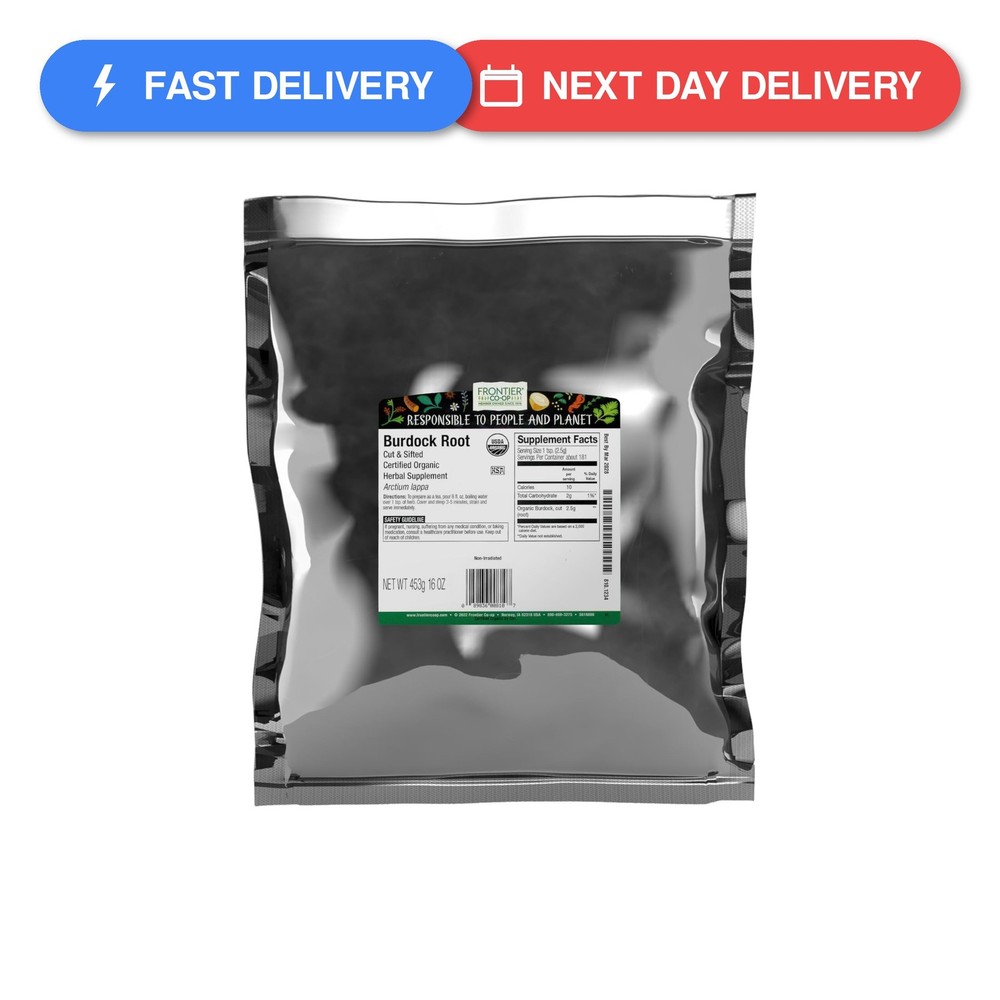 Frontier Co-op Organic Burdock Root 1lb Bulk Bag Cut & Sifted Kosher Herbal
