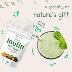 Organic Inulin FOS Fiber Powder, 2.2 lbs | Quick Water-Soluble Prebiotic | Natur