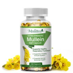 Mullein Leaf Capsules Extra Strength Support Respiratory Health Lung Detox 120Pc