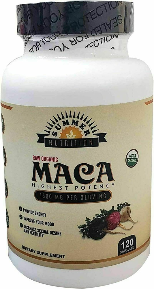 Organic Maca Root Black, Red, Yellow 1500 Mg – 120 Vegan Capsules Peru Maca