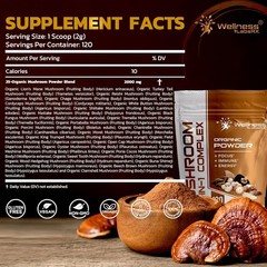 25-in-1 Organic Mushroom Powder Blend | 2000mg | Lions Mane | 120 Servings