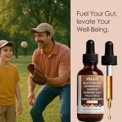 VELLO Black Walnut Wormwood Gut Cleanse | Soursop, Pumpkin Seed, PAU D’Arco, Gar