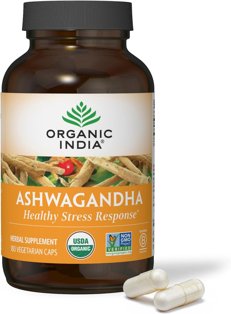 Organic India Ashwagandha Capsules – Organic Ashwagandha Supplement – Vegan Ashw