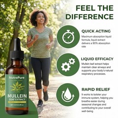 Organic Mullein Extract Drops – Lung Health Support, Detox & Immune Boost – 2oz