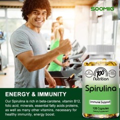 Organic Spirulina 700mg Caps Vegan Detox weight Loss Immune Support Superfood