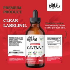 Organic Cayenne Pepper Drops – Antioxidant & Digestive Support Tincture – 4 oz L