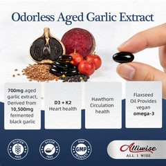 Black Garlic Extract Capsules – Natural Aged Odorless 240 Capsules Supplement
