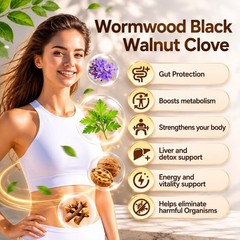 Wormwood Black Walnut Clove Softgels,18-in-1 Herbal 6600mg Gut Cleanse,240 Count
